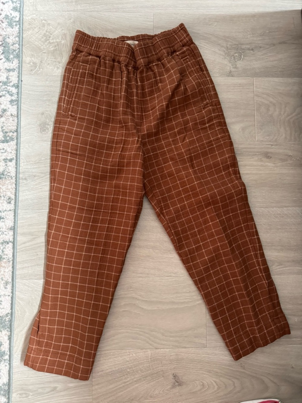 Madewell Rust-Brown Waffle Knit Pants - Picture 3 of 6